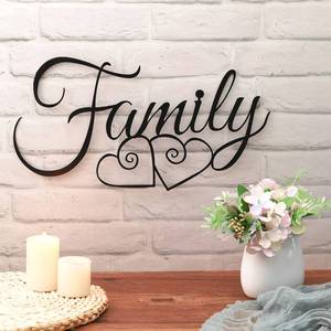 lot 30651 image: Ferraycle Metal Family Wall Decor Art Rustic Hanging Decoration Sign Family Signs Home Wall Decor for Living Room Bedroom Dining Room Kitchen(Black) - Retail $10