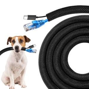 lot 30655 image: Secbolt Cord Protectors from Pets No Chew, 25ft - 38 inch Ultra Durable Cord Covers for Pets, Bite-Resistant Cable and Wire Protector for Cats, Dogs, Rabbits - Black - Retail $16