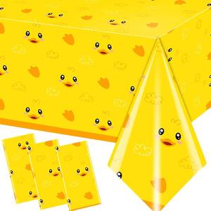 lot 30656 image: Dydamud 3pcs Yellow Duckie Table Cover, Waterproof & Easy to Clean, 70.8x42.5 inches, Duck-themed Tablecloth for Parties, Baby Showers, Gender Reveals - Retail $8