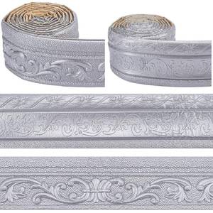 lot 30659 image: CRASPIRE 171.26 x 3.15 Inch Crown Molding Peel and Stick Silver 3D Sticky Self Adhesive Flexible Foam Wallpaper Border Wall Edging Baseboard Lines Trims for Hotel Home Wall Mirror DIY Decoration - Retail $24