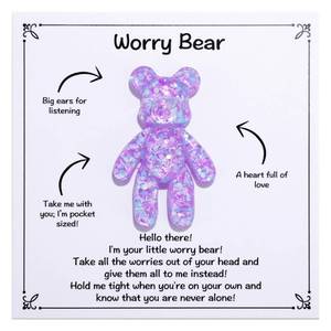 lot 30667 image: Pocket Bear Hug, Anxiety Relief, Mental Health Positivity, Autism Fidget, Stress Relief for Her, Comforting Gift for Son Daughter Back to School, Purple - Retail $13