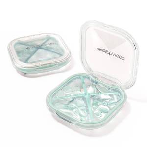 lot 30672 image: HyJeryty 4-Compartment Stylish Pill Organizer, Small Green Portable Pill Case for Daily Vitamins, Supplements & Medication, Travel-Friendly Compact Design, Cute Medicine Pill Box Pill Holder - Retail $18