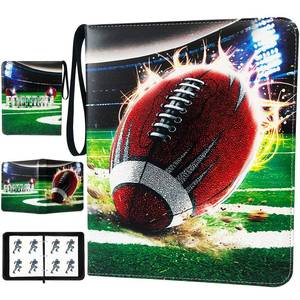 lot 30674 image: 400 Pockets Football Cards Binder,Trading Cards Holder Card Collectors Album,Trading Card Binder 4 Pocket with 50 Removable Sleeves - Retail $13