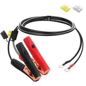 lot 31124 image: SCCKE 3ft  0.92m 14 AWG Extension Cord Eyelet Terminal with Battery Clamp 12V 24V Battery Clip-On For High-Power Inverter, Boat, RV Battery, Air Pump, Car Fridge, Car Cooler, Cart Fan and Other Device - Retail $10