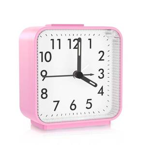 lot 31133 image: JXTZ Analog Alarm Clock, Bedside Clocks Battery Powered, Silent Non Ticking Travel Clock with Night Light, Snooze, Easy Set, Clock for Heavy Sleepers Kids Elder Travel Bedroom Office, Pink - Retail $8