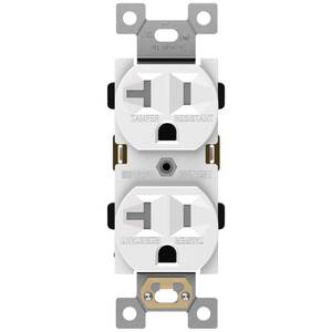 lot 31134 image: ENERLITES Duplex Receptacle, Tamper-Resistant, Commercial Grade Outlet, 3-Wire, Self-Grounding, 2-Pole, 20A 125V, UL Listed, 62040-TR-W, White - Retail $11