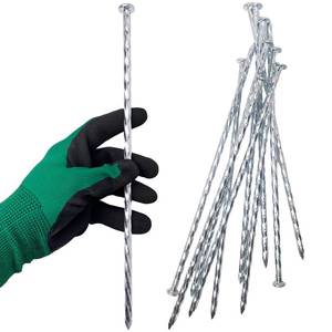 lot 31144 image: Artificial Turf Stakes Galvanized Spiral Landscape Spikes 12IN Weed Barrier Fabric Stakes for Paver Edging, Gardening Lawn Edging, Carpentry and More (8 PC) - Retail $10