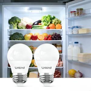 lot 31151 image: Linkind Led Refrigerator Light Bulbs, A15 Fridge Light Bulbs 40 Watts Equivalent Waterproof, 600LM Appliance Light Bulb 120V Non-dimmable 5W LED Bulbs for Freezer, E26 Base, Daylight 5000K, 2 Pack - Retail $10