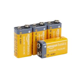 lot 31155 image: Amazon Basics 4-Pack 9V Long-Lasting Alkaline Batteries for Smoke Detector, Electronics & Audio, 5-Year Shelf Life - Retail $10