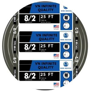 lot 31171 image: VN Infinite quality 82 NM-B Nonmetallic with Ground Sheathed Cable Residential Indoor Wire (25ft) - Retail $68