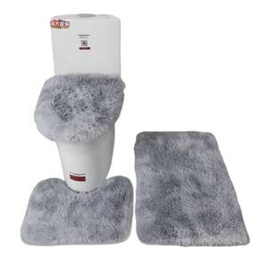 lot 31184 image: XIGUI Thicken 3 Piece Bathroom Rug SetU-Shaped Contour Rug, Mat and Toilet Lid Cover,Water Absorbent Soft Microfiber Shaggy Bathroom Mat,for Tub, Shower, Bath Room,Machine Washable (Light Gray) - Retail $17