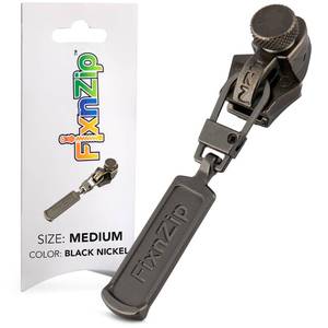 lot 31194 image: FixNZip Medium Black Nickel Zipper Repair Kit  Universal No-Sew Slider Replacement for Jackets, Sleeping Bags, Tents, and Duffel Bags  Instant and Reusable Zipper Repair Tool  Sizes 5-7 - Retail $15