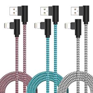 lot 31203 image: 3 Pack iPhone Charger 10FT Apple MFi Certified Right Angle Lightning Cable Fast Charging Cord, Car Cable for iPhone 14 13 12 11 ProPro MaxMiniXSXR8 7 Plus, iPad, CarPlay - Retail $13