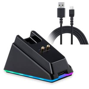 lot 31206 image: RGB Charger Dock with USB Charging Cable Compatible for Razer BasiliskViper UltimateNaga Prodeathadder v2 Pro Mouse - Retail $16