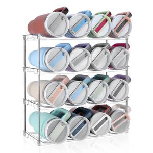 Stackable Water Bottle Organizer, Large Compartment Water Bottle Holder for Stanley 40 oz Tumbler, Kitchen Storage Organizer for Stanley Cup Accessories, Tumbler Organizer Wine Rack - Hold 16 Bottles - Retail: $27