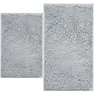 lot 32451 image: BOANKODU Bathroom Rugs Sets 2 Piece, Extra Soft Chenille Bath Mat Absorbent Bathroom Rug, Bathroom Mat with PVC Non-Slip Bottom, Machine Washable Bath Rugs (32x20 Inch  24x16 Inch, Light Grey) - Retail $16