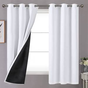 lot 32453 image: YoungsTex 100% Blackout Curtains 63 Inches Long for Bedroom, Black Out Room Darkening Drapes with Grommet Thermal Insulated for Living Room, Pure White, 2 Panels,42 X 63 Inch - Retail $21