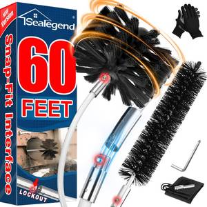 lot 32461 image: Sealegend 60 Feet Dryer Vent Cleaner KitLint Remover2 Upgraded Flexible Quick-Snap BrushFireplace Chimney Brushes for Easy to UseWorks Well withWithout a Power Drill - Retail $42