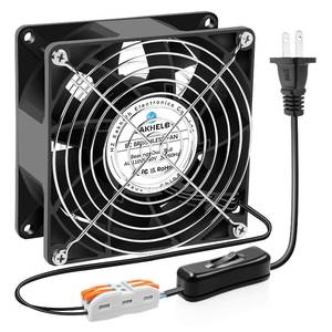 lot 32468 image: Eakhelb EC 9238 Axial Fan��92x92x38mm Muffin Fan, 110V 120V 220V 240V AC 92mm x 38mm Cooling Fan, Dual Ball Bearing with AC ONOff Switch Extender Cable,for DIY Cooling Ventilation Exhaust Projects - Retail $18