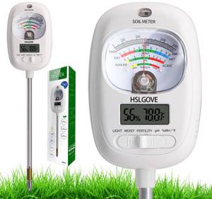 lot 32469 image: HSLGOVE Soil Test Kit, 7-in-One Soil Moisture MeterSoil PH MeterFertility, Dual Screen Soil Tester wDigital Soil TempAir Temp&Humidity for Plants Gardening,Lawn,Farm Indoor&Outdoor-Lvory White