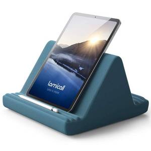 lot 32477 image: Lamicall Tablet Pillow Stand, Pillow Soft Pad for Lap - Tablet Holder Dock for Bed with 6 Viewing Angles, for iPad Pro 9.7, 10.5, 11, 12.9 Air Mini 4 3, Kindle, Galaxy Tab, E-Reader, Blackish Green - Retail $26