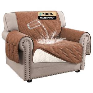 lot 32484 image: PrinceDeco 100% Waterproof Chair Sofa Slipcover for Living Room Water Resistant Couch Cover Furniture Protector Cover with Elastic Straps for Pets Kids Children Dog Cat(Chair 23, Terracotta) - Retail $31