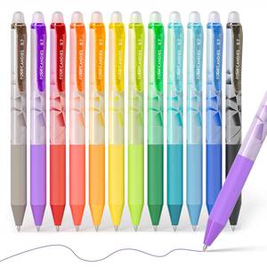 lot 42623 image: Four Candies 0.7mm Erasable Gel Pens, Make Mistakes Disappear Colored Pens, 12 Colors Retractable Fine Point Erasable Pens for Writing, Drawing, Planner & School Supplies - Retail $12