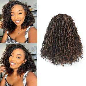 lot 42639 image: GIX Yanky Twist Crochet Hair - 8 Inch 8 Packs (30 StrandsPcs) Black Mix Brown Pre-twisted Fluffy Spring Mini Twist Short Bob Passion Twist, Crochet Braids Braiding Hair (8 Inch, F1B30-8p) - Retail $46
