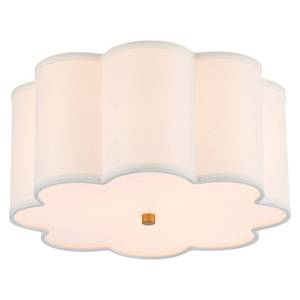 lot 62097 image: MhyTogn Semi Flush Mount Ceiling Light Fixture, Modern Close to Ceiling Lamp with Cream White Fabric Drum Shade for Nursery Kids Room Bedroom Kitchen Hallway Entryway 3-Light - Retail $60