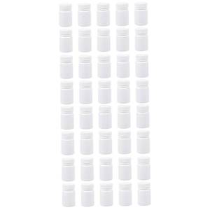 lot 23212 image: 60 pcs Medicine Bottle Storage Holder Pill Capsules Empty Round Container with lid Refillable Bottle. Empty Bottles White polyethylene - Retail $30
