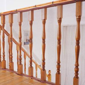 lot 23216 image: Baby Gates for Stairs with Banister, Guard Safety Net for Baby, 10ft x 3ft Stair Railing Mesh Barrier for Kids, Cats, Dogs, Child Safety Rail Guard - Dark Brown - Retail $22