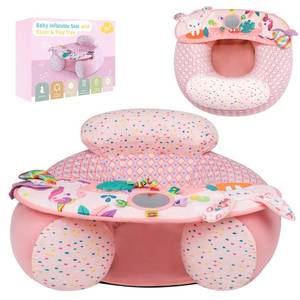 lot 24625 image: Blublu Park Baby Donut Sit Me Up Floor Seat for 3-36 Months, Inflatable Baby Seat with Cover, Activity Chair for Sitting up, Sensory Tray Suitable for Development, Unicorn - Retail $30