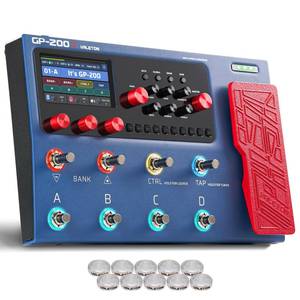 lot 24633 image: VALETON Multi Effects Processor Pedal with Expression Pedal FX Loop MIDI IO Amp Modeling IR Cabinets Simulation Stereo OTG USB Audio Interface GP-200X (Include 10 Pcs Additional Footswitch Toppers) - Retail $370