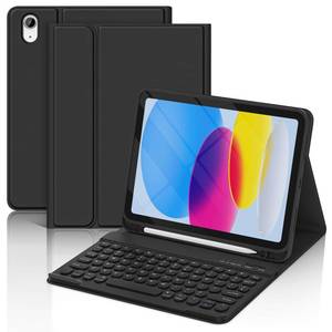 lot 24652 image: KBCASE Keyboard Case for iPad A16 11 inch 2025  10th Generation 10.9 inch 2022, Detachable Wireless Keyboard Cover with Pencil Holder for iPad 1110th Gen (Black) - Retail $19