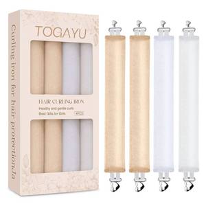 lot 24676 image: Togayu Heatless Curls Overnight Set - 4PCS Jumbo Velvet Hair Rollers to Sleep In, Soft Flexi Rods for No Damage Curls and Waves - For All Hair Types and Texture - Retail $15