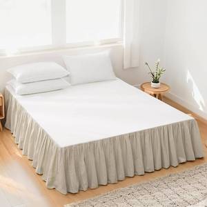 lot 24686 image: FALUCA Soft Cozy French Linen Bed Skirt with Pleated Frills - 14 Tailored Drop Dust Ruffle for Farmhouse & Modern Bedrooms, Breathable Linen-Cotton Blend, Easy-Fit Bedding (14 Queen, Linen) - Retail $55
