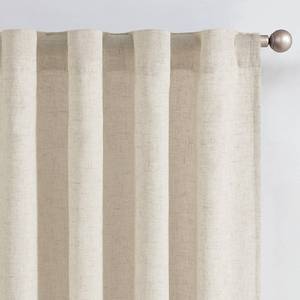 lot 24689 image: jinchan Natural Linen Curtains with White Privacy Lining Beige Lined Curtains 90 inch for Closet Small Window Living Room Bathroom Farmhouse Cottage Core Light Filtering Rod Pocket Back Tab 2 Panels - Retail $48