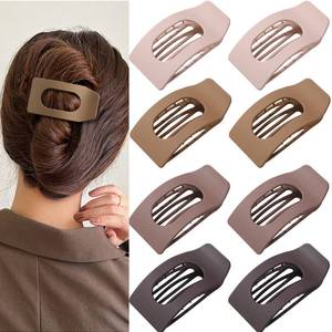 lot 24691 image: 8 Pack Brown Flat Hair Clips for Women Large Neutral Matte No-Slip Rectangle Claw Clips for Thick & Thin Hair, Strong Hold Square Hair Accessories for Everyday Office or Coffee Look - Retail $10