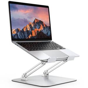lot 24692 image: OMOTON Laptop Stand for Desk, Ergonomic Metal Adjustable Laptop Stand, Laptop Holder Riser with Cooling Function, Computer Stand Compatible with MacBook and All Laptops (10-17.2 inch), Silver - Retail $25
