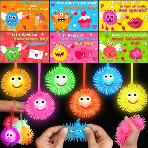 lot 24702 image: 24 Pack LED Puffer Ball Toys with Valentines Day Cards for Kids School Valentines Day Gifts for Kids Classroom, Valentines for Kids Class Exchange Cards Gifts Prizes Party Favors for Boy Girls