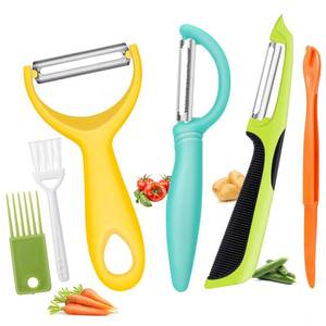 lot 28756 image: Senbowe Upgrade Potato Peeler for Kitchen, 6PCS Stainless Steel Vegetable Peeler, I and Y Veggie Food Peeler for Apple Fruit Carrot Zucchini Cucumber,Good Grip Makes Peeling Very Easy - Retail $6
