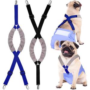 lot 28760 image: Saintrygo 2 Pcs Dog Suspenders for Diapers Female Male Belly Bands Canine Harness Keep Diaper on Your Pet for Small Medium and Large Dogs(Black, Blue,Medium) - Retail $17