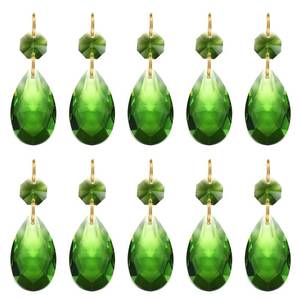 lot 28772 image: PATIKIL Teardrop Crystal Chandelier Pendants Beads, 10 Pack 60mm Length 38mm Chandelier Prisms Parts Ornaments Hanging Beads for DIY Arts Crafts Decoration, Green - Retail $14