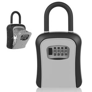 lot 28871 image: Diyife Key Lock Box, Upgraded Large Capacity Waterproof 4 Digit Combination Lockbox for House Keys, Resettable Code Key Storage Box with Removable Shackle for Outdoor Home, Office, Garage, Grey - Retail $22