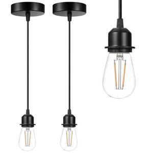 lot 32546 image: Xisakaca 2 Pack Vintage Pendant Light Kit, Farmhouse E27 Base Industrial Lamp Lantern Socket Canopy Kit Cord Holder, DIY Hanging Light Ceiling Lighting Fixture for Kitchen Island Corridor Bar Cafe - Retail $13