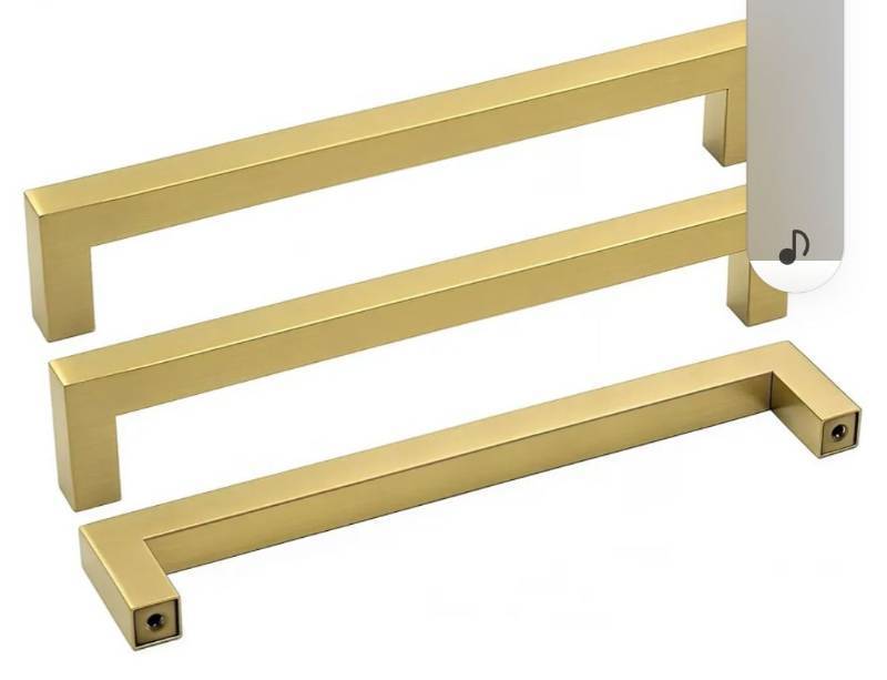 lot 23036 image: Goldenwarm 25 Pack Brass Kitchen Hardware Gold Drawer Pulls - LSJ12GD160 Brushed Gold Cabinet Knobs Square T Bar Dresser Drawer Pulls for Cabinets Bathroom Handles 6-14 Hole Centers - Retail $55