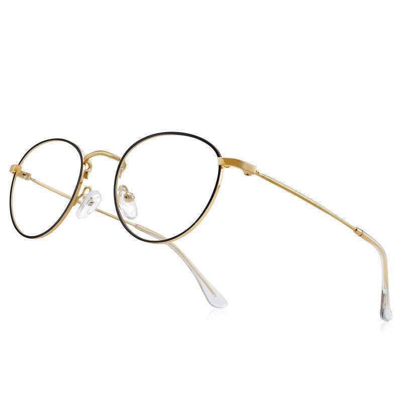lot 30754 image: RB.Pilot Small Metal Round Reading Glasses for Women Men Classic Vintage Retro Shades Blue Light Blocking Computer Readers - Retail $24