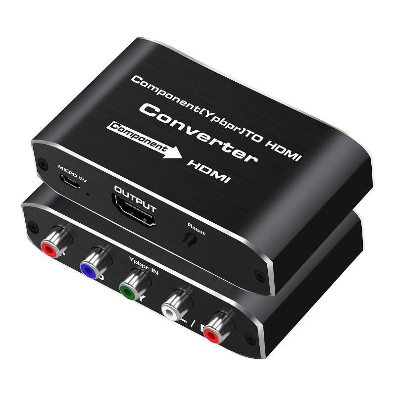 lot 22192 image: Component to HDMI, YPbPr to HDMI Converter, Koopman 5RCA RGB to HDMI Converter Adapter, Supports 1080P Video Audio Converter Adapter HDMI V1.4 for DVD PSP PS2 N64 to HDTV Monitor and Projector - Retail $16