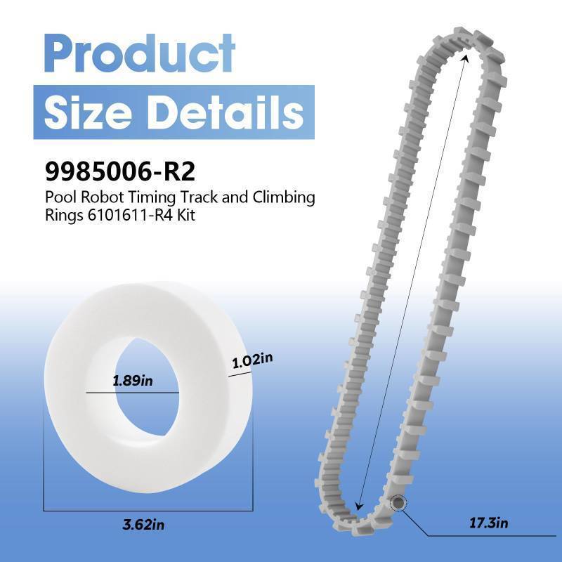 lot 33487 image: Pokin Pool Cleaner Accessories, The Climbing Ring Replacement 6101611-R4, Timing Track 9985006-R2 and 3884997-R6 Guide Wheels Pulley Gears Combo Kits for Maytronics Dolphin Nautilus cc Plus Parts - Retail $40