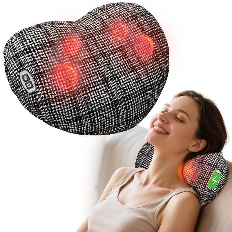 lot 62033 image: CuPiLo Back Massager for Pain Relief, Mothers Day Gifts for Women Men FSA Eligible HSA, Cordless 120min Neck and Back Massager, Plush Skin-Friendly Kneading Massage Pillow for Full Body Relaxation - Retail $70